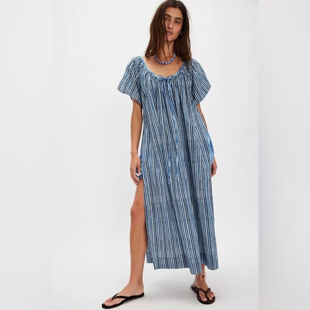 Free People free-est NWOT Waymar Co-Ord Ocean Combo Blue Relaxed Tunic Set XS - Picture 2 of 12
